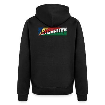 Seychellen - Unisex Premium Bio Zip Hoodie - Schwarz - Hinten - Nico (187cm)