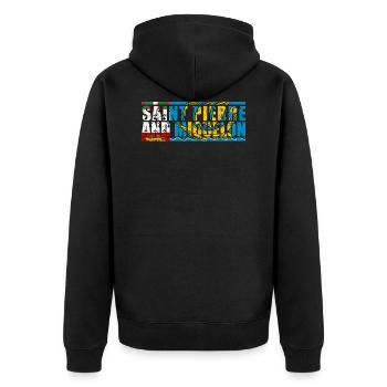 St. Pierre und Miquelon - Unisex Premium Bio Zip Hoodie - Schwarz - Hinten - Nico (187cm)