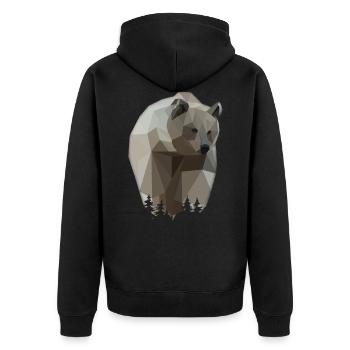 Tier Braunbär Wildnis - Unisex Premium Bio Zip Hoodie - Schwarz - Hinten - Nico (187cm)