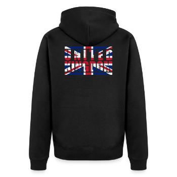Großbritannien - Unisex Premium Bio Zip Hoodie - Schwarz - Hinten - Nico (187cm)