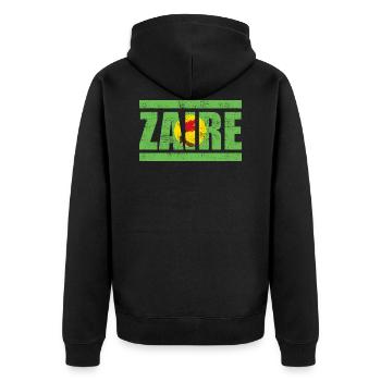 Zaire - Unisex Premium Bio Zip Hoodie - Schwarz - Hinten - Nico (187cm)