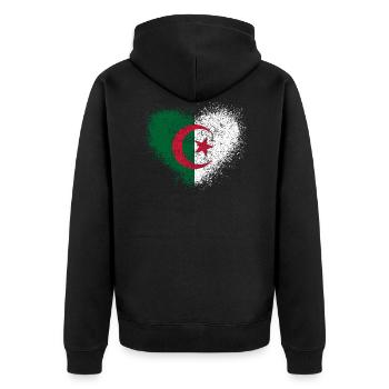 Algerien - Unisex Premium Bio Zip Hoodie - Schwarz - Hinten - Nico (187cm)