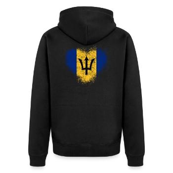 Barbados - Unisex Premium Bio Zip Hoodie - Schwarz - Hinten - Nico (187cm)