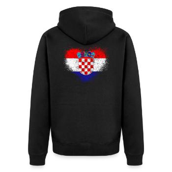 Kroatien - Unisex Premium Bio Zip Hoodie - Schwarz - Hinten - Nico (187cm)