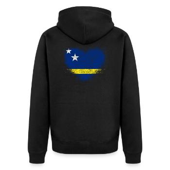 Curaçao - Unisex Premium Organic Zip Hoodie - black - Back - Nico (187cm)