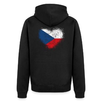 Tschechische Republik - Unisex Premium Bio Zip Hoodie - Schwarz - Hinten - Nico (187cm)