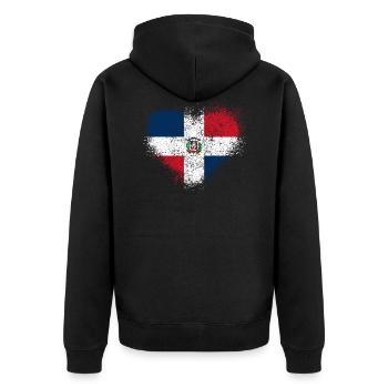 Dominican Republic - Unisex Premium Organic Zip Hoodie - black - Back - Nico (187cm)