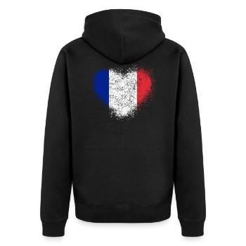 Frankreich - Unisex Premium Bio Zip Hoodie - Schwarz - Hinten - Nico (187cm)