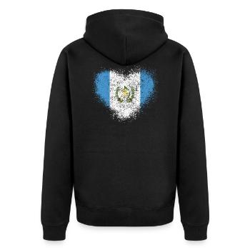 Guatemala - Unisex Premium Organic Zip Hoodie - black - Back - Nico (187cm)
