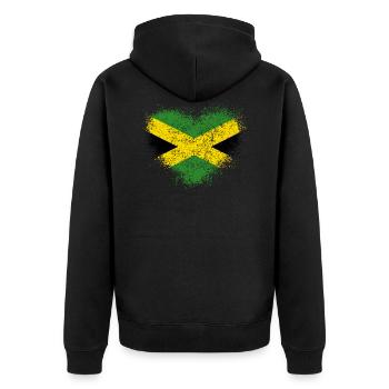 Jamaika - Unisex Premium Bio Zip Hoodie - Schwarz - Hinten - Nico (187cm)