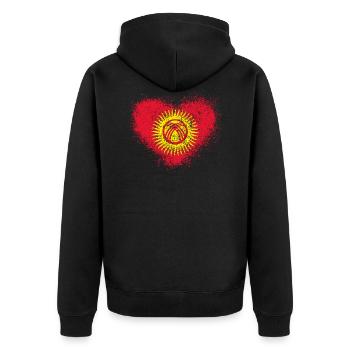 Kirgisistan - Unisex Premium Bio Zip Hoodie - Schwarz - Hinten - Nico (187cm)