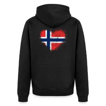 Norway - Unisex Premium Organic Zip Hoodie - black - Back - Nico (187cm)
