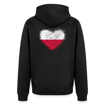 Poland - Unisex Premium Organic Zip Hoodie - black - Back - Nico (187cm)