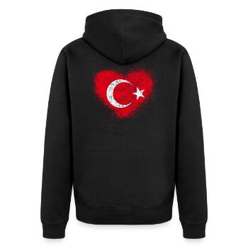 Türkei - Unisex Premium Bio Zip Hoodie - Schwarz - Hinten - Nico (187cm)