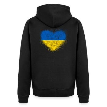 Ukraine - Unisex Premium Bio Zip Hoodie - Schwarz - Hinten - Nico (187cm)