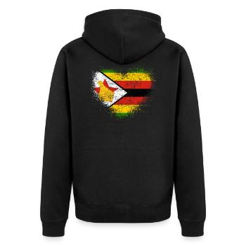 Zimbabwe - Unisex Premium Organic Zip Hoodie - black - Back - Nico (187cm)