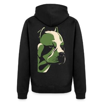 Pitbull - Unisex Premium Organic Zip Hoodie - black - Back - Nico (187cm)