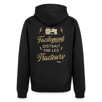 Tracteur Humour Agriculteur Agricole Agriculture - Veste à capuche bio Premium Unisexe - noir - Dos - Nico (187cm)