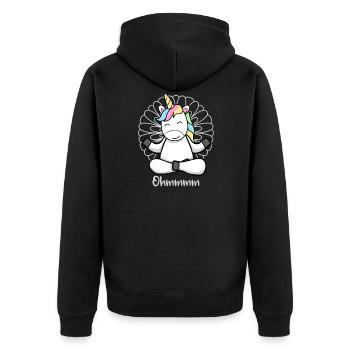 Méditation Licorne - Yoga Licorne - Veste à capuche bio Premium Unisexe - noir - Dos - Nico (187cm)
