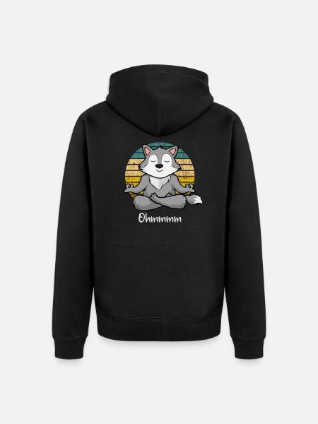 Méditation Loup - Yoga Wolf - Veste à capuche bio Premium Unisexe - noir