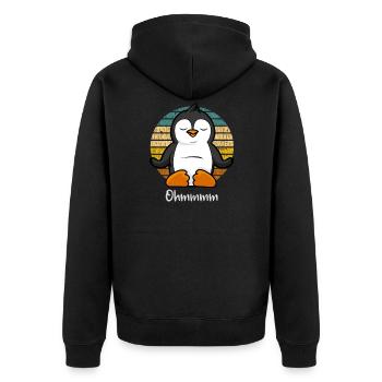 Meditation Penguin - Yoga Penguin - Unisex Premium Organic Zip Hoodie - black - Back - Nico (187cm)