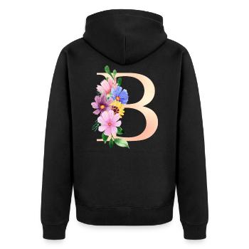 lettre B fleurie - Veste à capuche bio Premium Unisexe - noir - Dos - Nico (187cm)