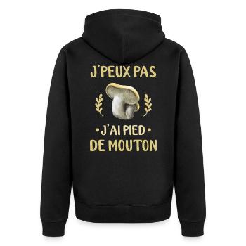 Champignons Pied De Mouton Champignon Cueillette - Veste à capuche bio Premium Unisexe - noir - Dos - Nico (187cm)