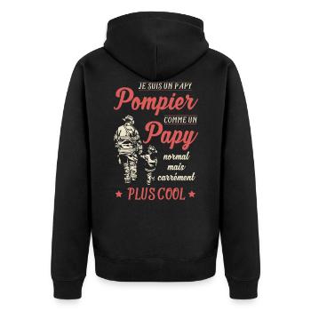 Grand Père Sapeur Pompier Papy Cool Pompiers Papi - Veste à capuche bio Premium Unisexe - noir - Dos - Nico (187cm)