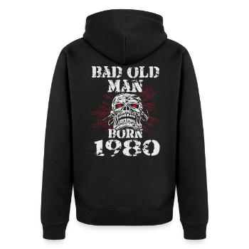 Old Man Birthday 1980 Skull Gift - Unisex Premium Organic Zip Hoodie - black - Back - Nico (187cm)