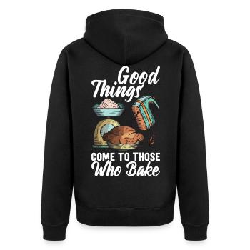 Bäcker Brot Backen Hobbybäcker - Unisex Premium Bio Zip Hoodie - Schwarz - Hinten - Nico (187cm)