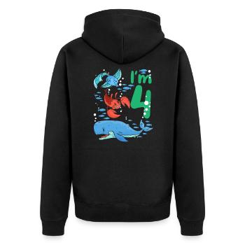 I'm 4 Children's Birthday Sea Creatures Birthday - Unisex Premium Organic Zip Hoodie - black - Back - Nico (187cm)