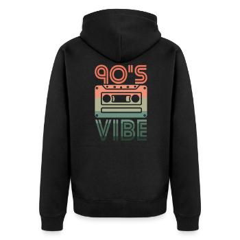 90's Vibe Neunziger Retro Kassette - Unisex Premium Bio Zip Hoodie - Schwarz - Hinten - Nico (187cm)