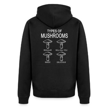 Types Of Mushrooms Mushrooms Mushrooms Mushroom Picker - Unisex Premium Organic Zip Hoodie - black - Back - Nico (187cm)