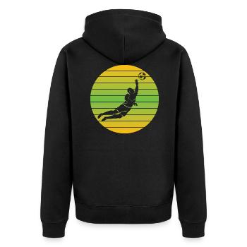 Torwart Vintage Fußball Torhüter Retro Tormann - Unisex Premium Bio Zip Hoodie - Schwarz - Hinten - Nico (187cm)
