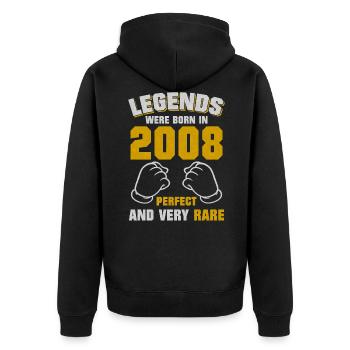 Legend 2008 Born Birthday - Unisex Premium Organic Zip Hoodie - black - Back - Nico (187cm)