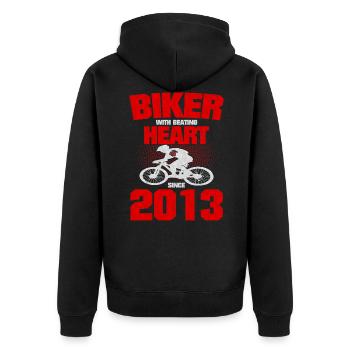 Radfahrer Mit Herz 2013 Geburtstag Fahrrad Sport - Unisex Premium Bio Zip Hoodie - Schwarz - Hinten - Nico (187cm)