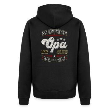 Allerbester Opa - Unisex Premium Bio Zip Hoodie - Schwarz - Hinten - Nico (187cm)