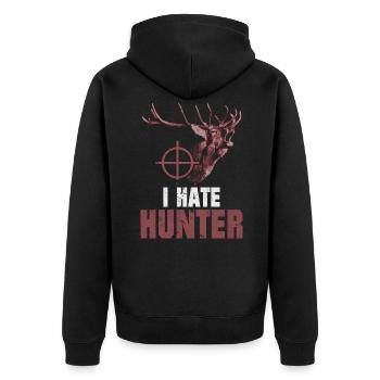 I hate hunter deer head deer saying - Unisex Premium Organic Zip Hoodie - black - Back - Nico (187cm)