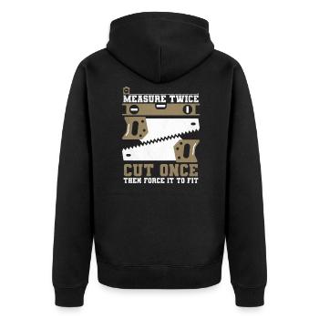 Tischler Tischlerei Schreiner Holzarbeiter Holz - Unisex Premium Bio Zip Hoodie - Schwarz - Hinten - Nico (187cm)