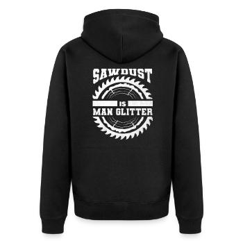 Sawdust Is Man Glitter Holzarbeiter Holz Tischler - Unisex Premium Bio Zip Hoodie - Schwarz - Hinten - Nico (187cm)