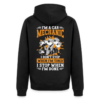 Mécanicien Artisan Réparation - Veste à capuche bio Premium Unisexe - noir - Dos - Nico (187cm)