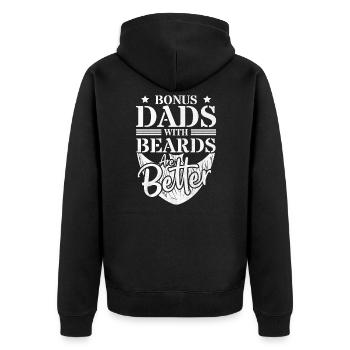 Bonus Dads Beards Better Bärtiger Stiefvater - Unisex Premium Bio Zip Hoodie - Schwarz - Hinten - Nico (187cm)