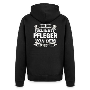Lustige Pfleger Spruch Krankenpfleger Altenpfleger - Unisex Premium Bio Zip Hoodie - Schwarz - Hinten - Nico (187cm)