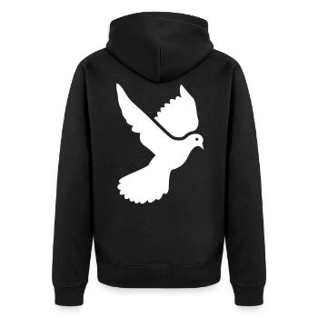 Dove symbol - Unisex Premium Organic Zip Hoodie - black - Back - Nico (187cm)