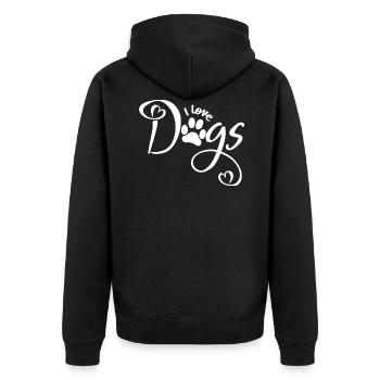 I Love Dogs Hunde Pfoten Hundeliebe Mit Herz Hunde - Unisex Premium Bio Zip Hoodie - Schwarz - Hinten - Nico (187cm)