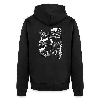 Cats Music Verses Kittens PlayIng Musical Notes - Unisex Premium Organic Zip Hoodie - black - Back - Nico (187cm)