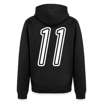 11 Numéro de numéro - Veste à capuche bio Premium Unisexe - noir - Dos - Nico (187cm)