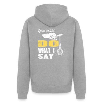 You will do what I say hypnosis - Unisex Premium Organic Zip Hoodie - heather grey - Back - Nico (187cm)