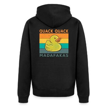 Lustige Ente Sprüche Gummiente Quack Quack Enten - Unisex Premium Bio Zip Hoodie - Schwarz - Hinten - Nico (187cm)
