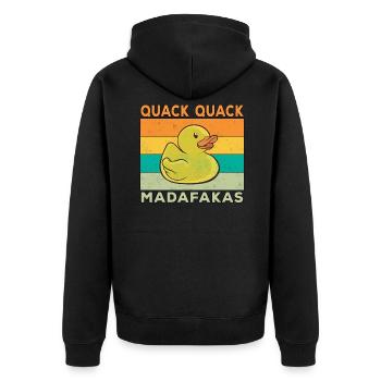Lustige Ente Sprüche Gummiente Quack Quack Enten - Unisex Premium Bio Zip Hoodie - Schwarz - Hinten - Nico (187cm)